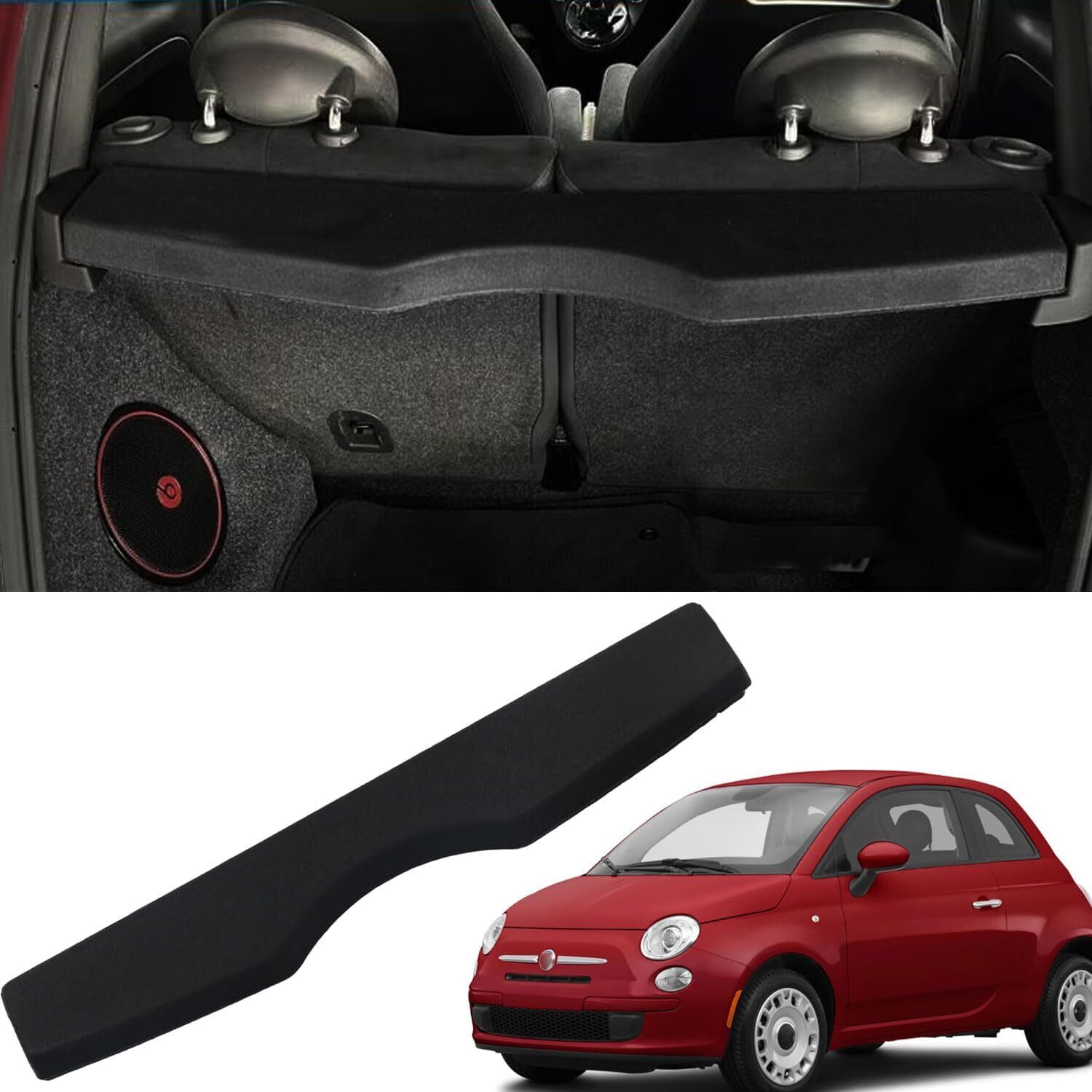For Fiat 500 2012-2015 2016 2017 Rear Trunk Non-Retractable Cargo Shade Cover