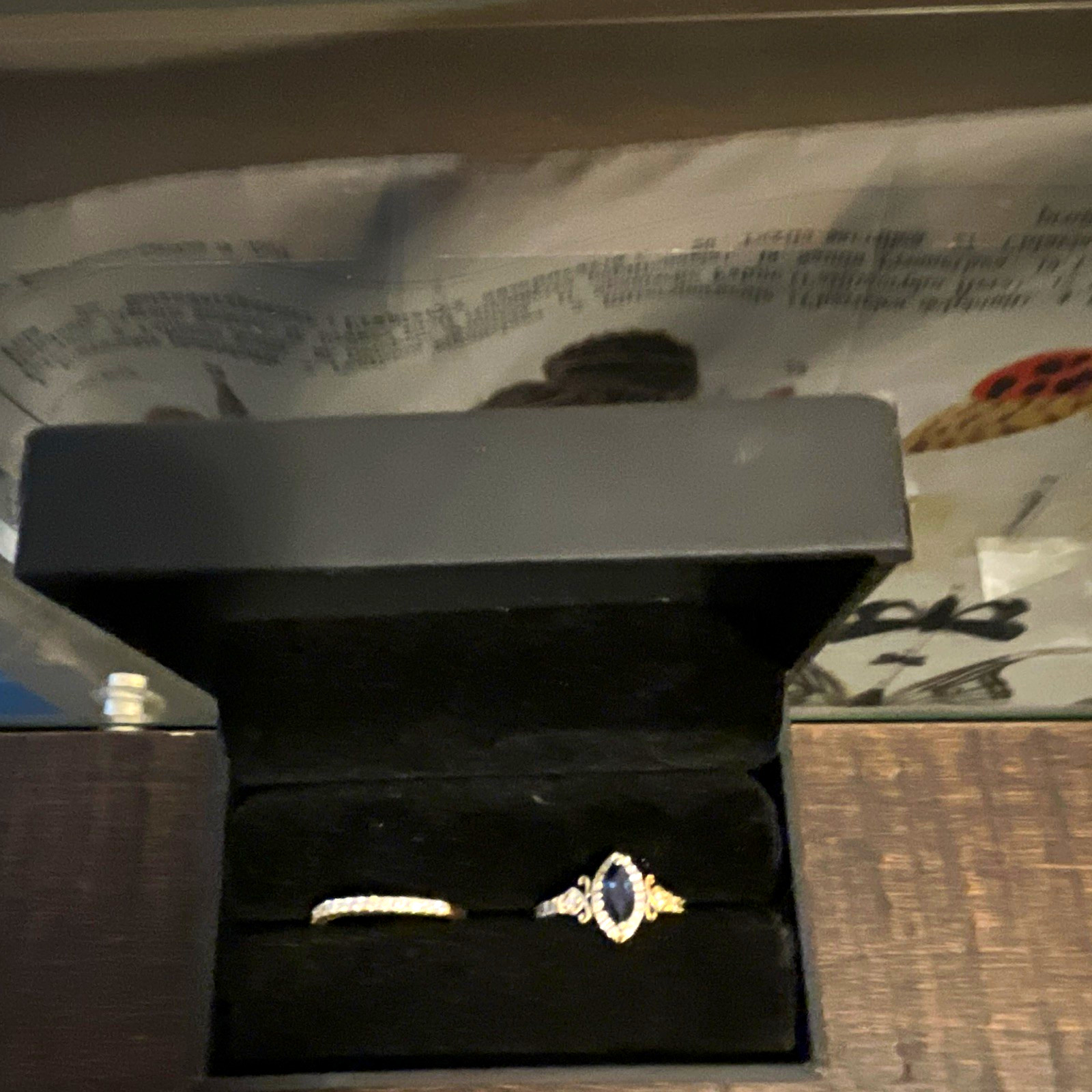 Jared 14k Yellow Gold Blue Marquise Sapphire & Diamond Ring Set Size 5.5 Jared 14k Yellow Gold Blue Marquise Sapphire & Diamond Ring Set Size 5.5