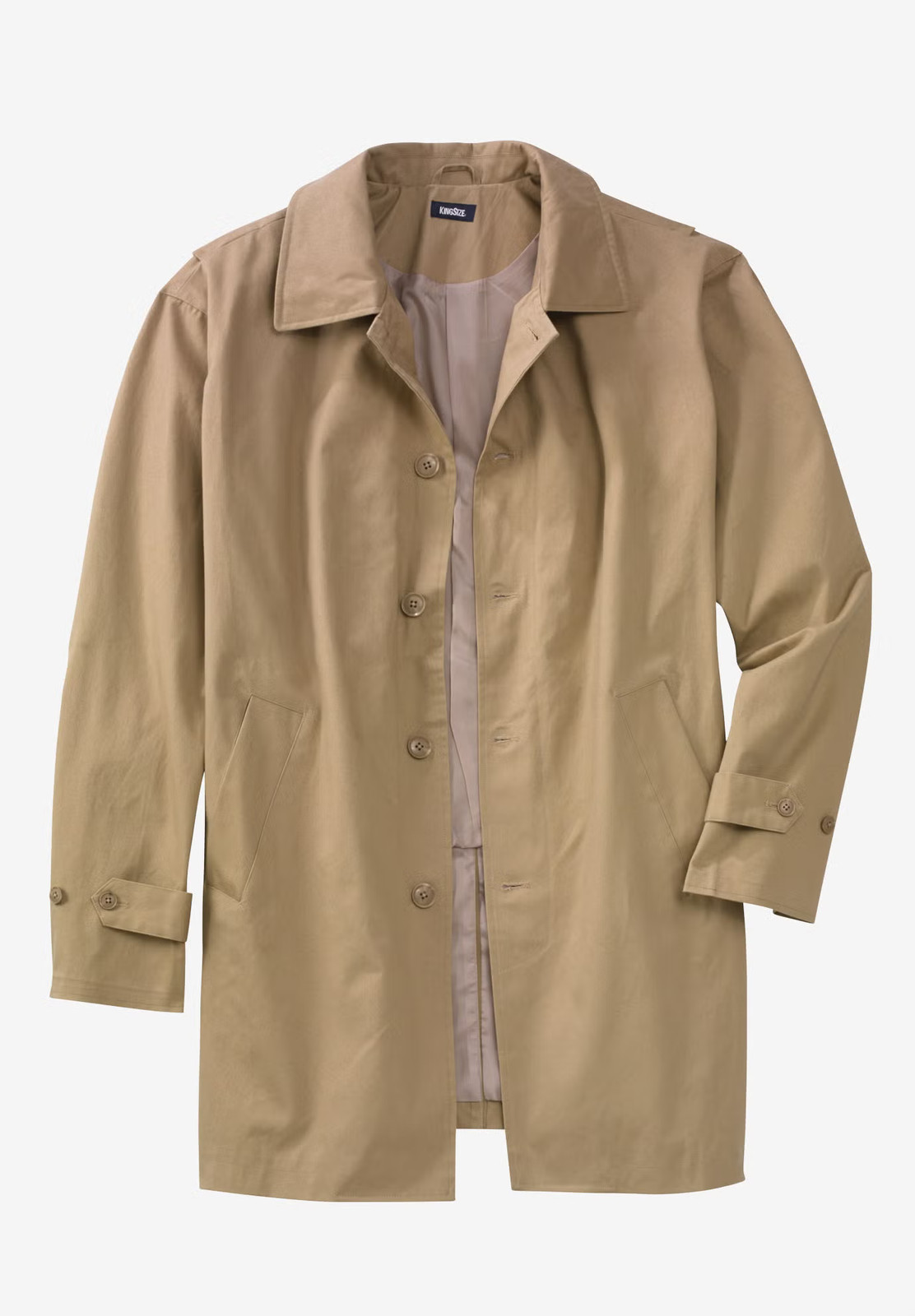 KingSize Men\'s Big & Tall Water-Resistant Trench Coat - 4XL Khaki