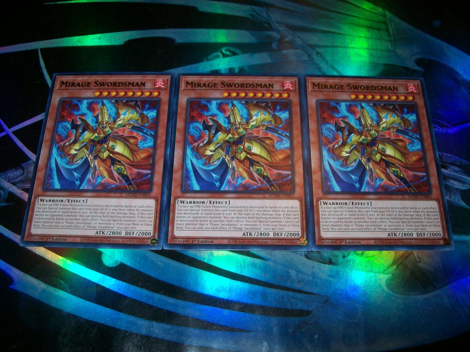 3x Mirage Swordsman 1st Edition Rare MZMI-EN003 Yu-Gi-Oh