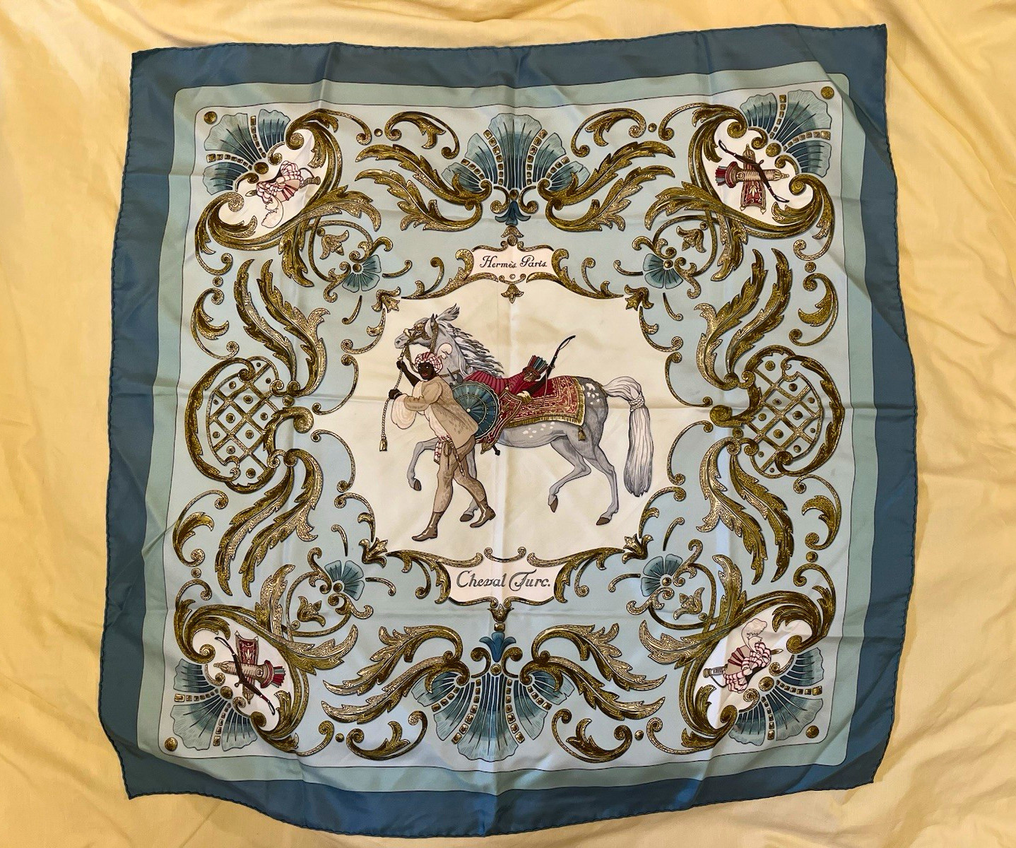 Hermes Silk Scarf Cheval Turc Carre 90 Christiane Vauzelles Turkish Horse