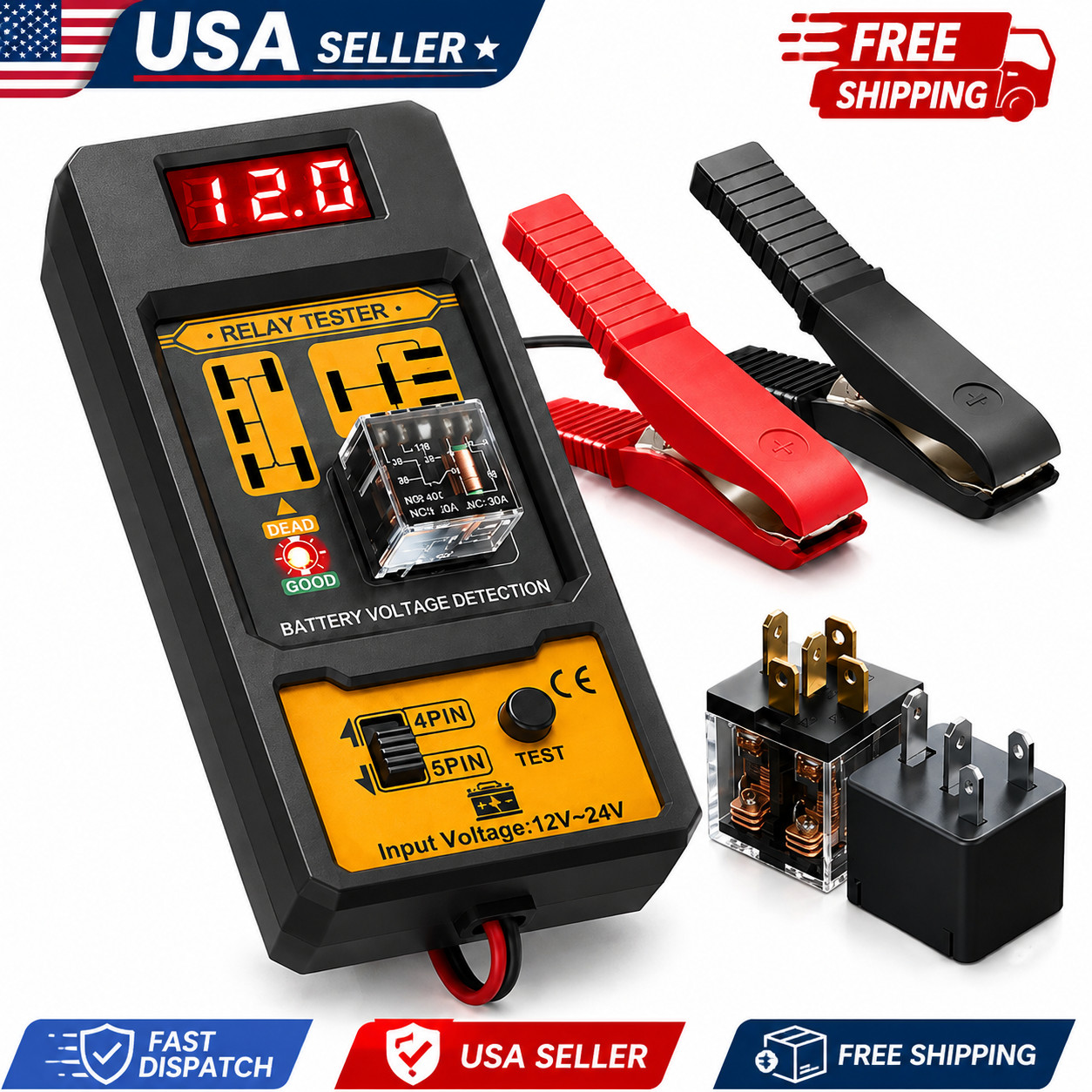 12V 24V Automotive Relay Tester – Universal Electronic Relay Diagnostic Tool