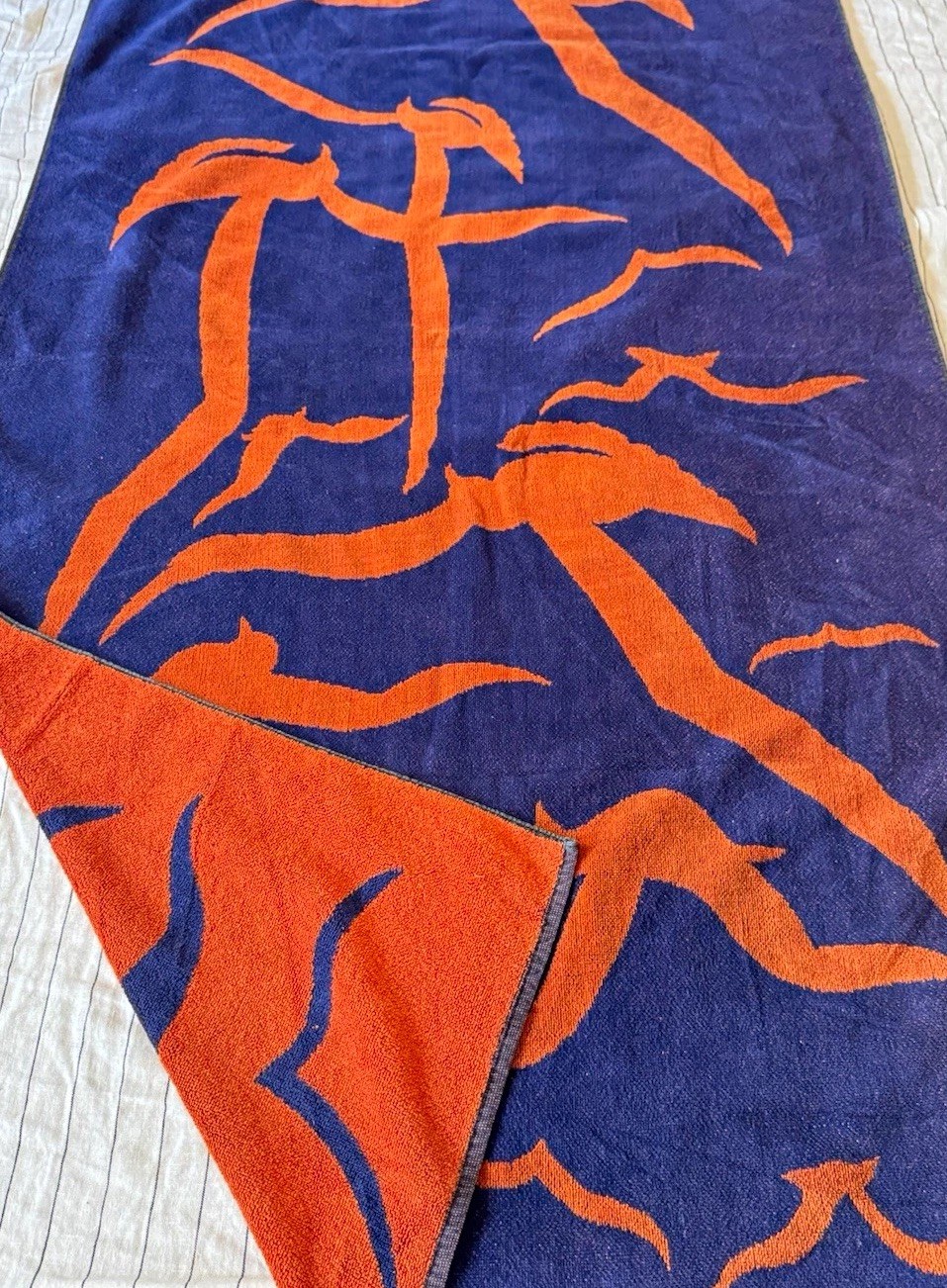 Vintage MCM Mod Flying Birds Beach Towel Made in Brazil