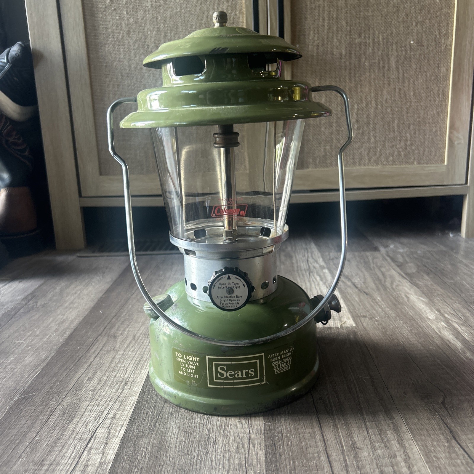 🔥VINTAGE SEARS AVOCADO SINGLE MANTLE LANTERN MODEL 72241-Tested Working 🔥VINTAGE SEARS AVOCADO SINGLE MANTLE LANTERN MODEL 72241-Tested Working