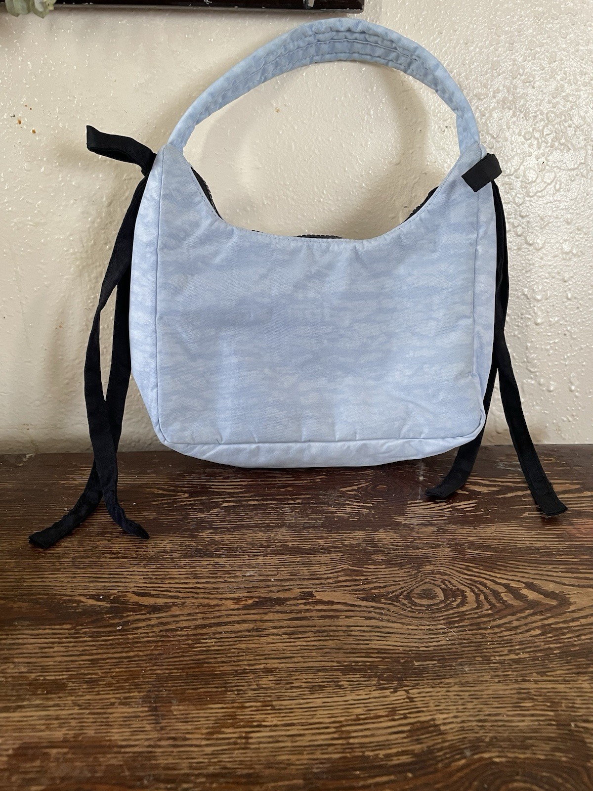 NEW BAGGU SANDY LIANG mini Bow Bag Powder Blue Black 9x6x2.5” Handbag Casual NEW BAGGU SANDY LIANG mini Bow Bag Powder Blue Black 9x6x2.5” Handbag Casual