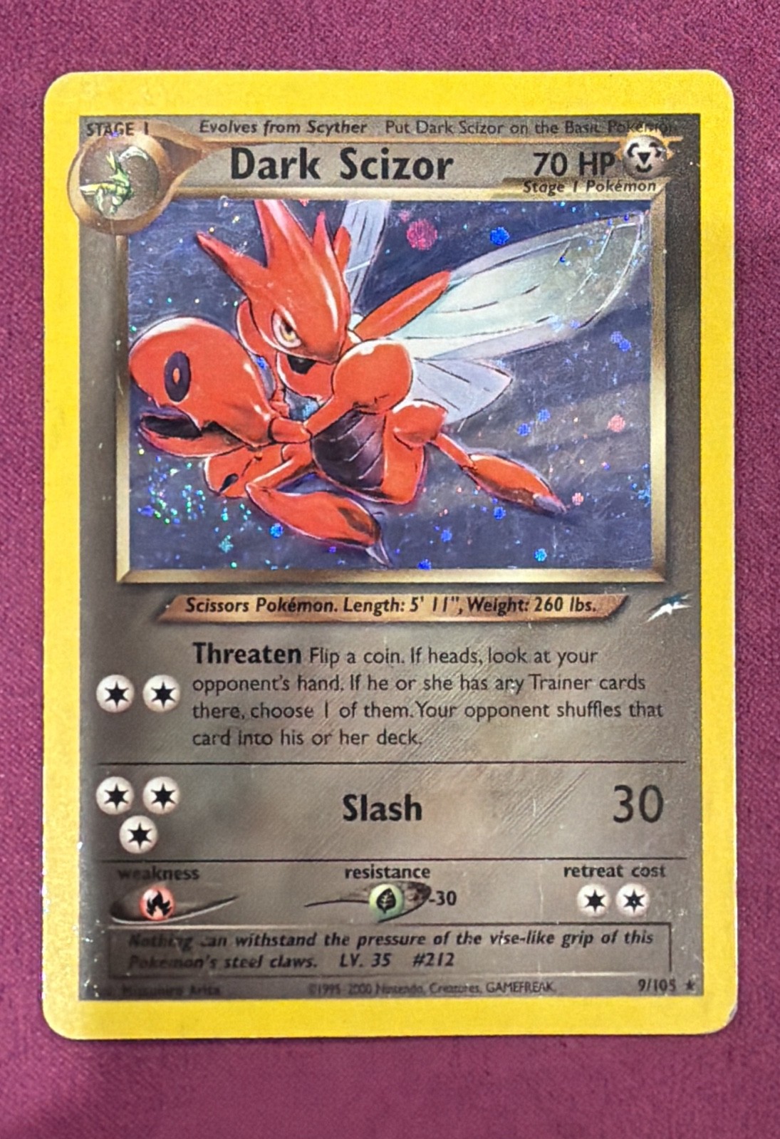 *Swirl* Dark Scizor 9/105 Neo Destiny Holo MP