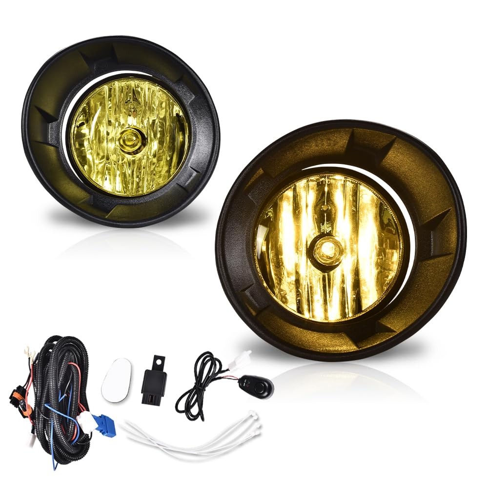 Front Fog Light Assembly, Right Fog Lamp Yellow Lens with harness