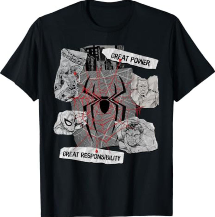 Marvel Spider-Man Brand New Day Power & Responsibility Web T-Shirt Marvel Spider-Man Brand New Day Power & Responsibility Web T-Shirt