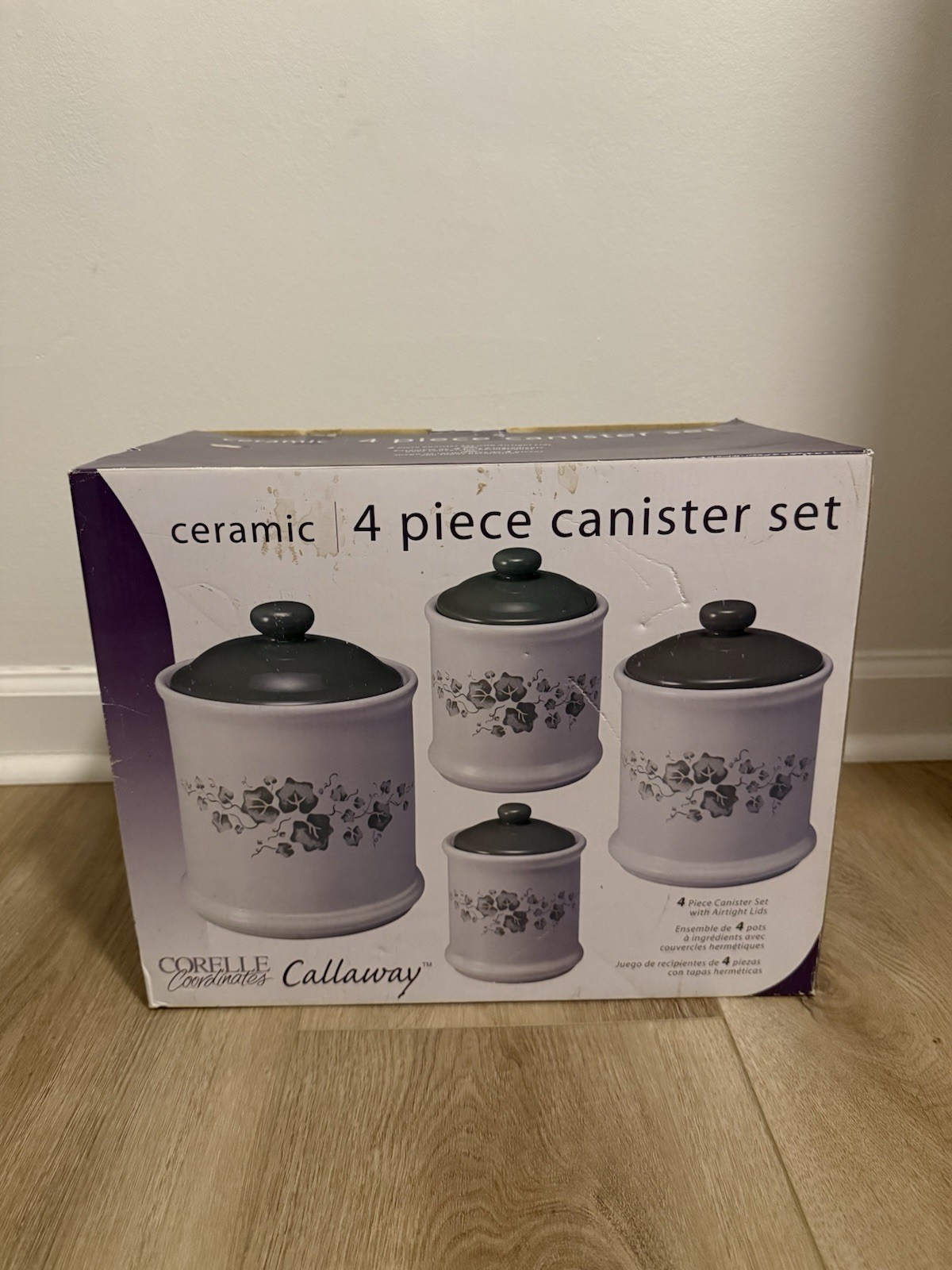 NEW CORELLE CORDINATES 4 PIECE CANISTER SET -CALLAWAY IVY PATTERN NEW CORELLE CORDINATES 4 PIECE CANISTER SET -CALLAWAY IVY PATTERN