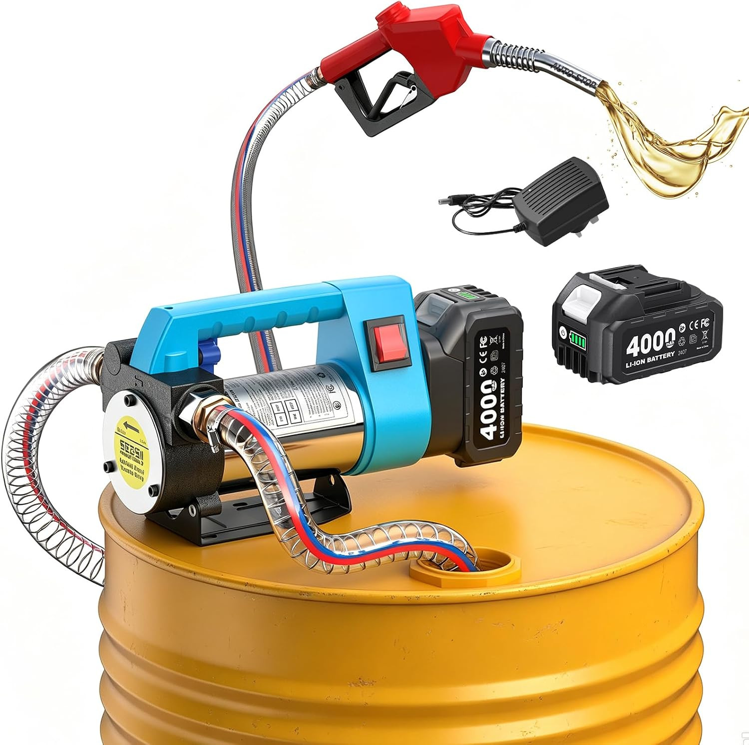 Cordless Diesel Transfer Pump, 2X4.0Ah Batteries, Auto-Stop Nozzle Cordless Diesel Transfer Pump, 2X4.0Ah Batteries, Auto-Stop Nozzle