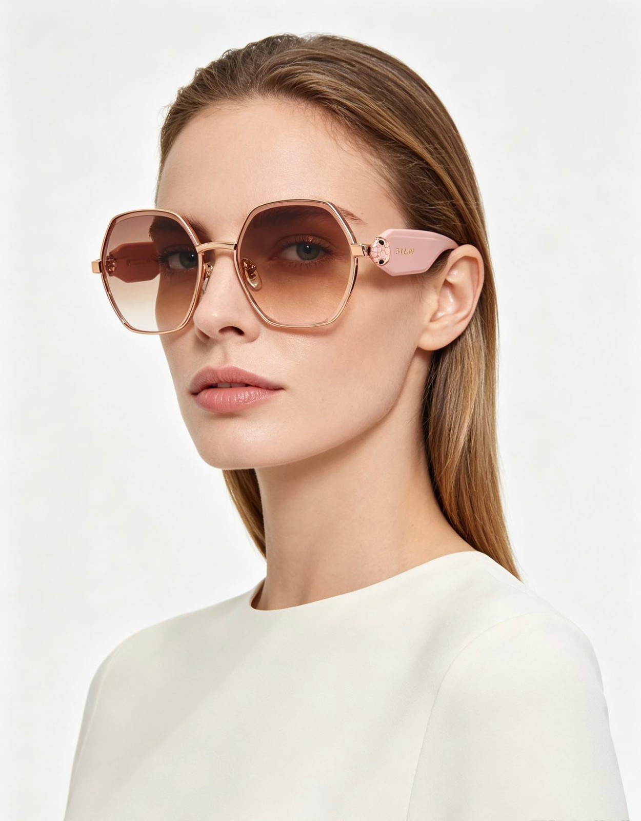 Bvlgari BV9029B Rose Gold Pink Sunglasses Brown Gradient 58-17-143