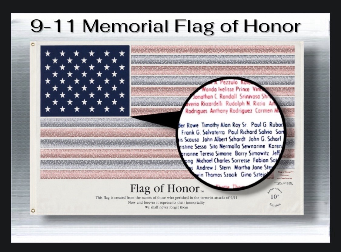 9-11 Flag of Honor Memorial Flag Honoring The Names of Victims Never Forget ❤️💙