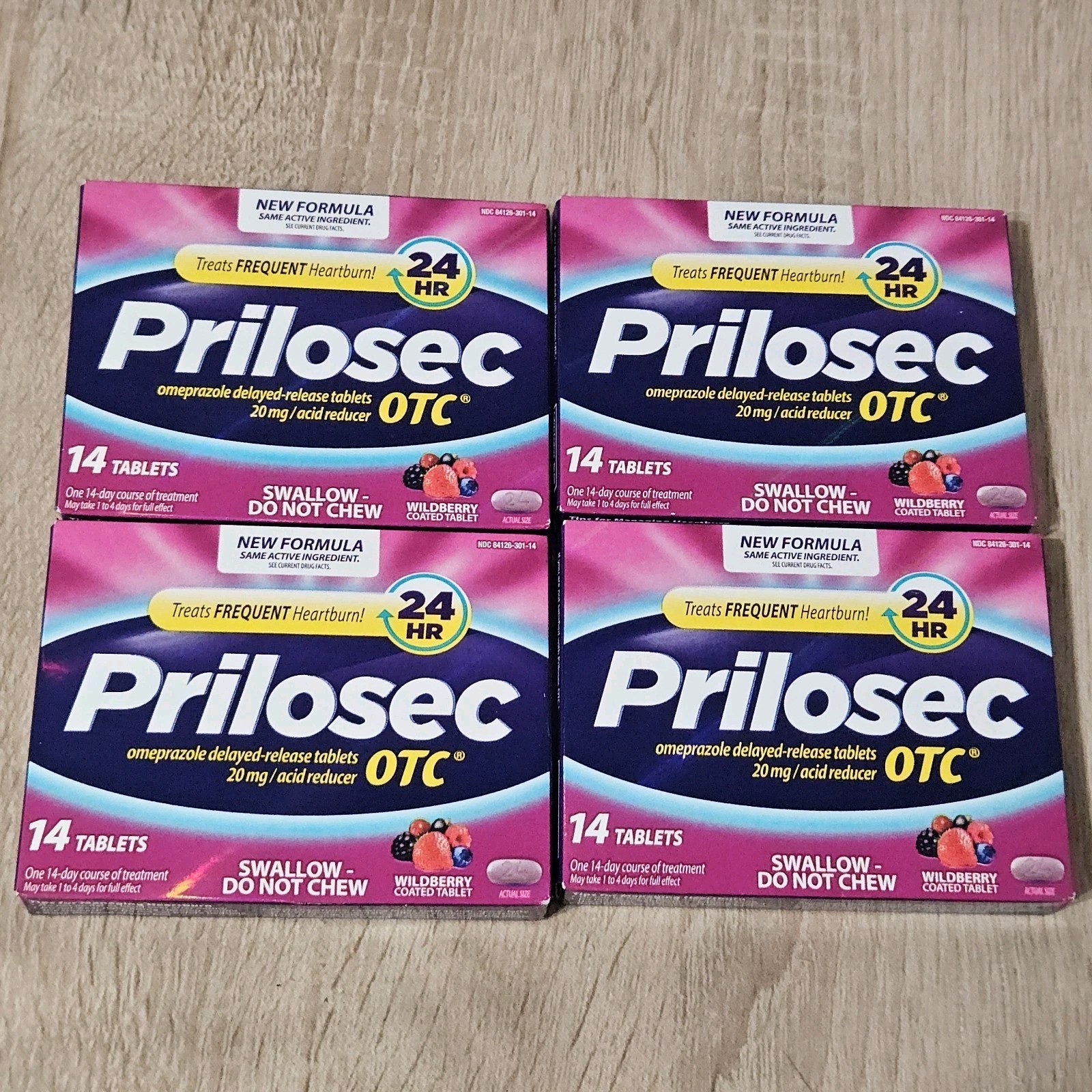 (4) Prilosec Omeprazole Delayed Release Acid Reducer Wildberry 14ct Ex 05/2028 (4) Prilosec Omeprazole Delayed Release Acid Reducer Wildberry 14ct Ex 05/2028