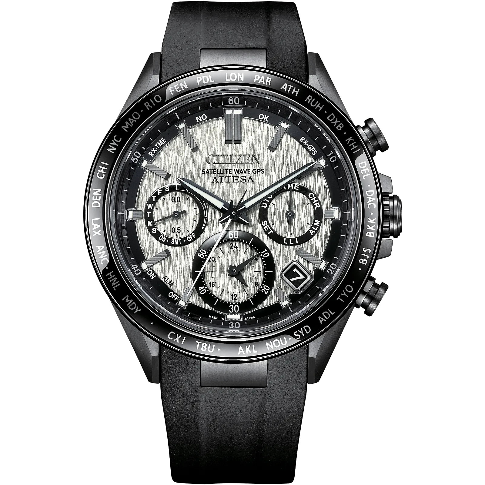 Citizen Men\'s Attesa Chronograph Date Day Eco-Drive Black Watch 44MM CC4055-14H