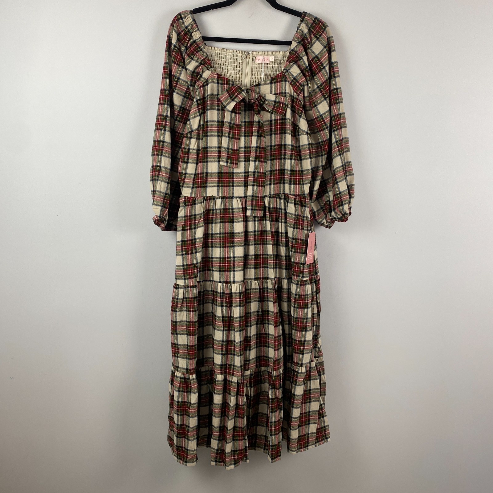Ivy City Co. Merry Dress Size Large In Holiday Plaid Bow Flannel Christmas