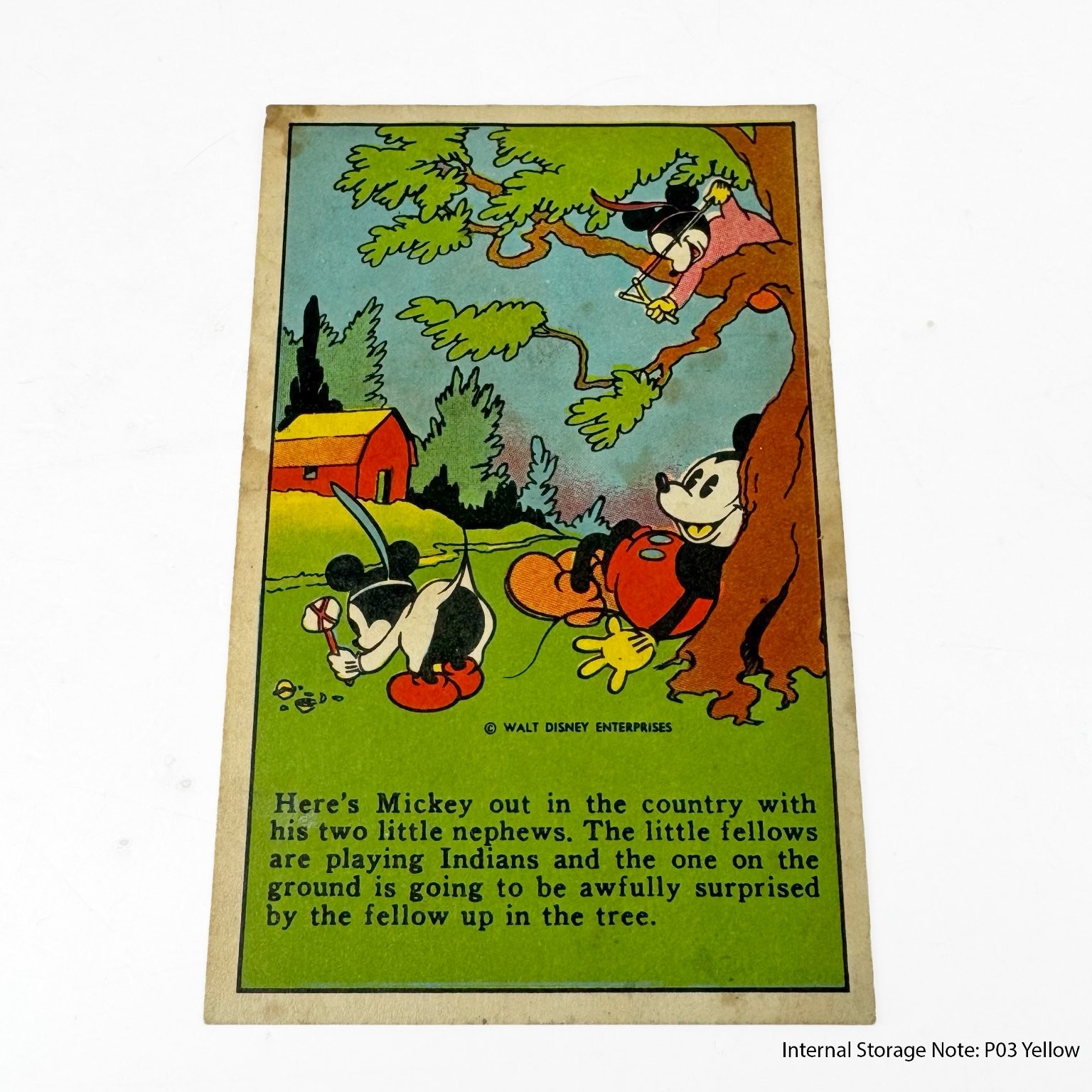 Vintage 1930s Bell Bread Disney Mickey Mouse Playing Indians Advertising Card Vintage 1930s Bell Bread Disney Mickey Mouse Playing Indians Advertising Card