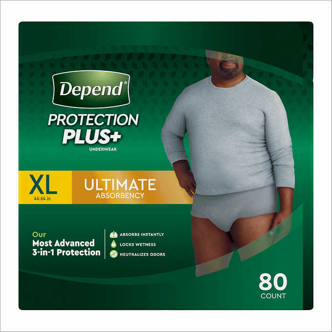 Depend FIT-FLEX Underwear for Men Size: XLarge - 80Ct - 