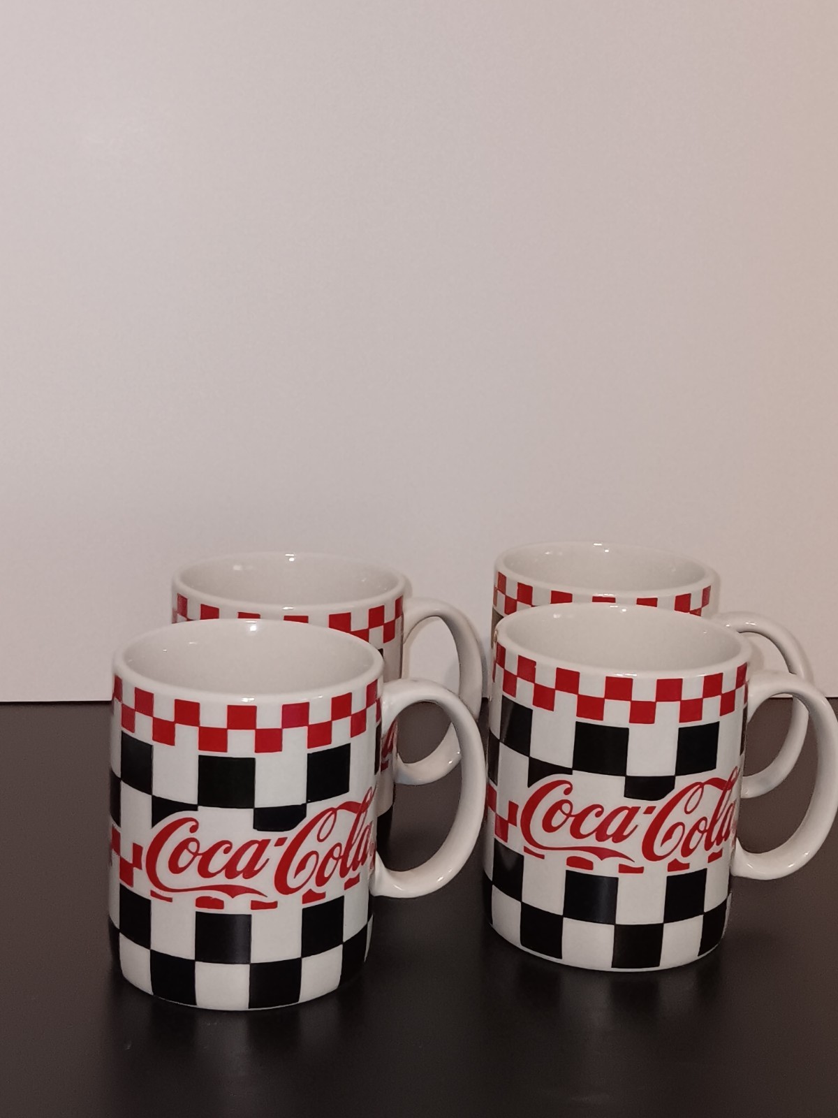 8 Vintage Coca-Cola Coke Checkered Coffee Mug Cup By Gibson 2000 Retro
