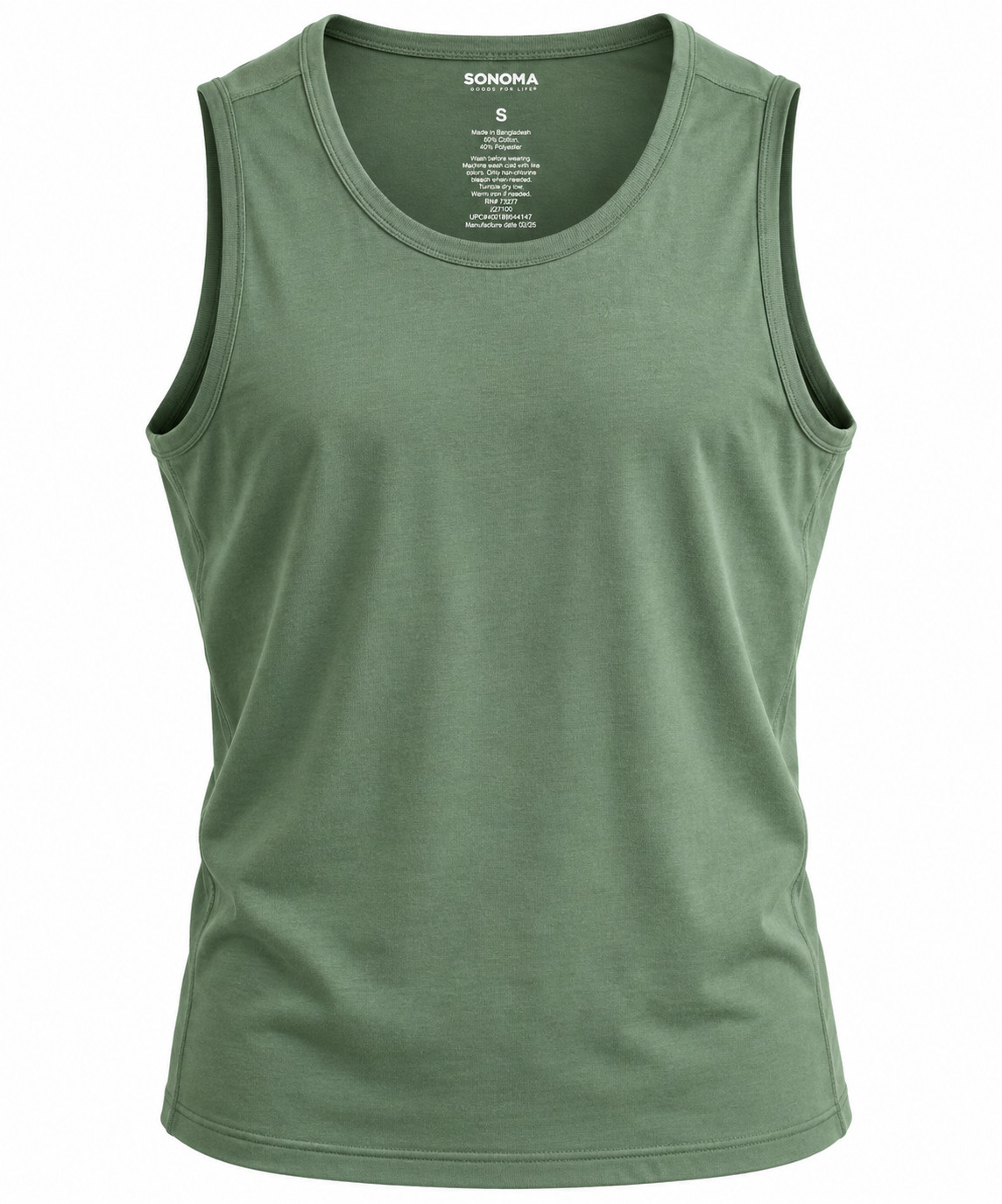 Sonoma Goods For Life Men’s Tank Top Size S Sage Green Olive Muscle Tank NWT