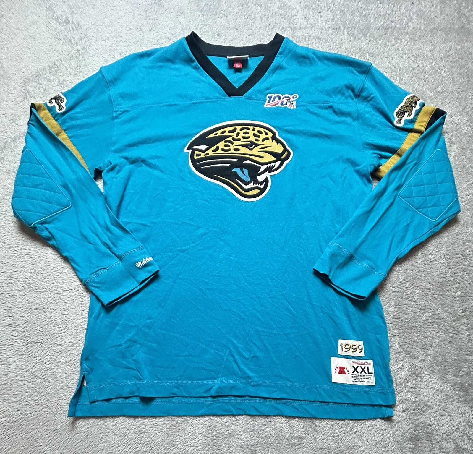 Jacksonville Jaguars Men's Mitchell & Ness 100th Anniversary Shirt 2XL Jacksonville Jaguars Men's Mitchell & Ness 100th Anniversary Shirt 2XL