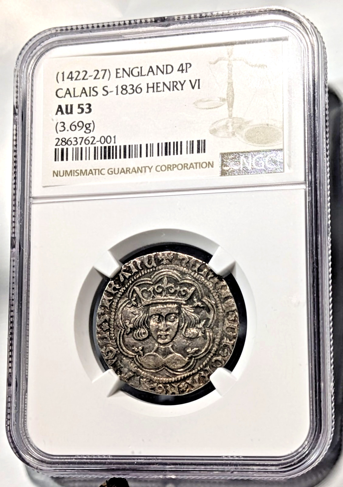 1422-27 Great Britain UK Calais NGC AU53 S-1836 Henry VI Groat 4P Silver LOW POP