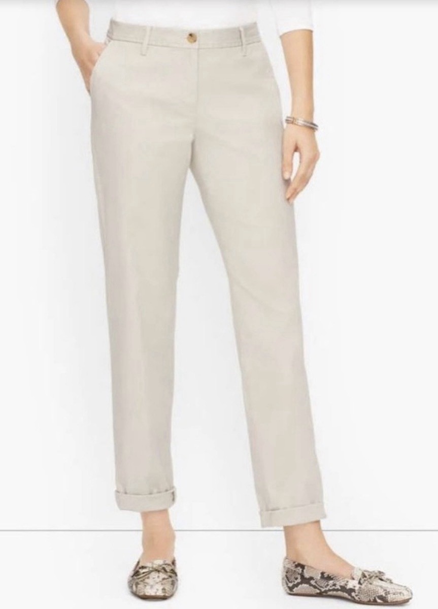 NWT Talbots Women’s Size 18W Tan Cotton Blend Weekend Chino Ankle Pant
