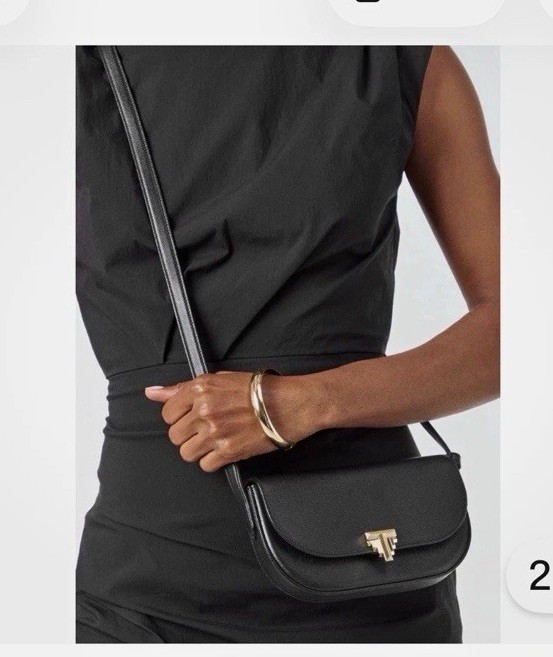 Tiffany & Co. Black Crossbody Bag Gold T Hardware Snap Closure Lined Pockets