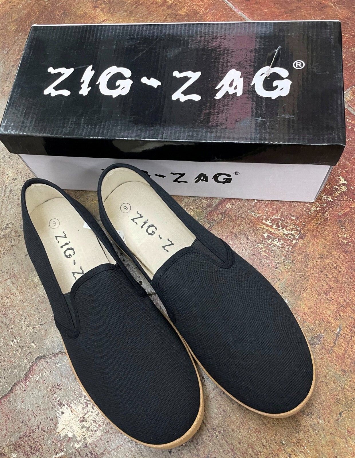 Zig Zag Wino Shoes-Black Slip-On * Tan Sole -7206BK Zig Zag Wino Shoes-Black Slip-On * Tan Sole -7206BK