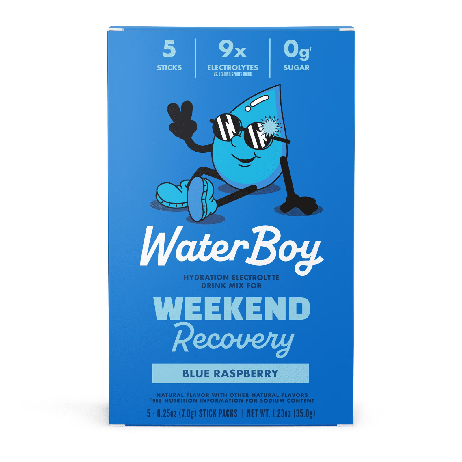 Waterboy Weekend Recovery Hydration Powder Packets, Blue Raspberry, 5 Count Waterboy Weekend Recovery Hydration Powder Packets, Blue Raspberry, 5 Count