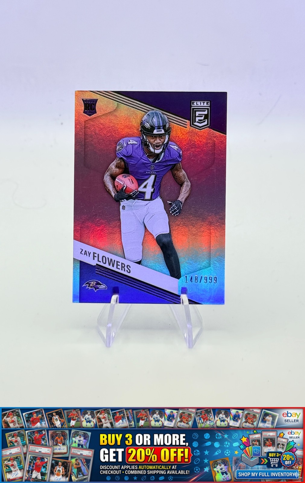 2023 Donruss Elite Zay Flowers RC #200 Holo Baltimore Ravens #/999 2023 Donruss Elite Zay Flowers RC #200 Holo Baltimore Ravens #/999
