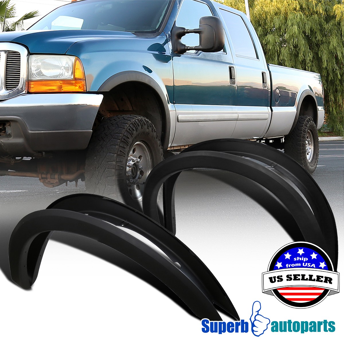 Fit 1999-2007 Ford F250 F350 SuperDuty Factory Style Fender Flare Textured Black Fit 1999-2007 Ford F250 F350 SuperDuty Factory Style Fender Flare Textured Black