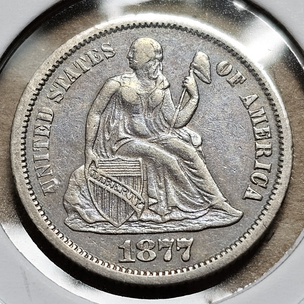 1877 Carson City Seated Liberty Dime +XF/AU 1877 Carson City Seated Liberty Dime +XF/AU