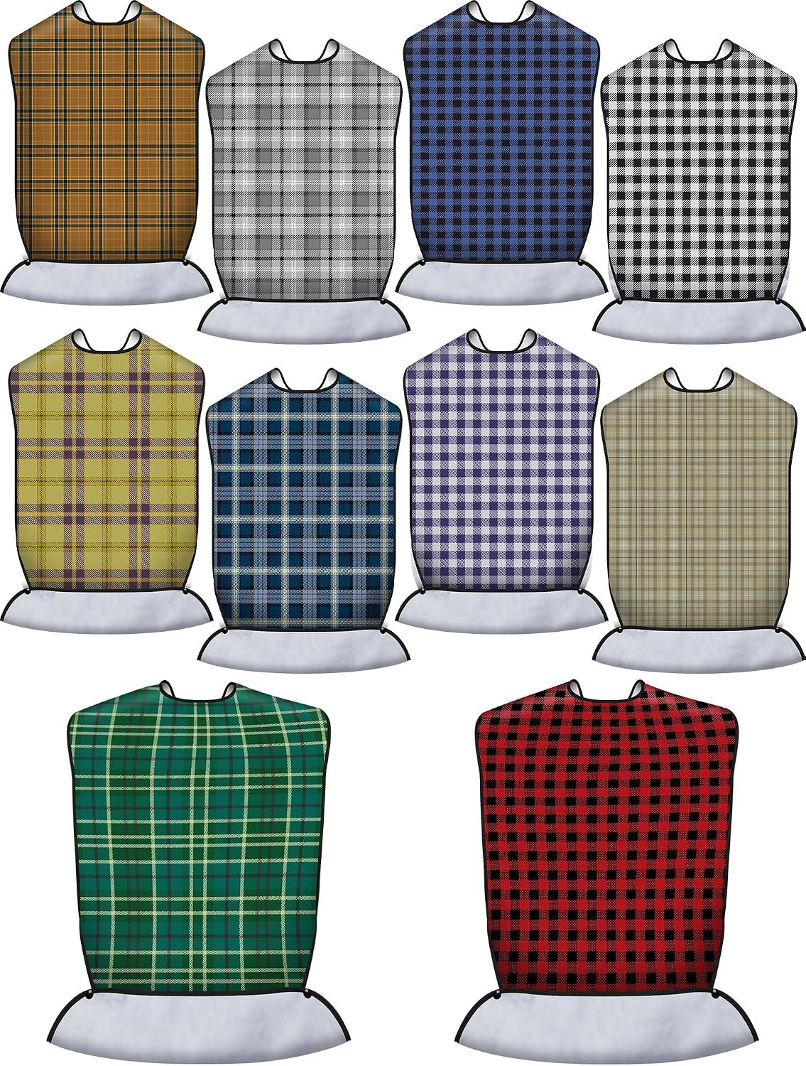 Janmercy 10 Pcs Adult Bibs Washable Waterproof Crumb Catcher, 35X18 Inch Janmercy 10 Pcs Adult Bibs Washable Waterproof Crumb Catcher, 35X18 Inch