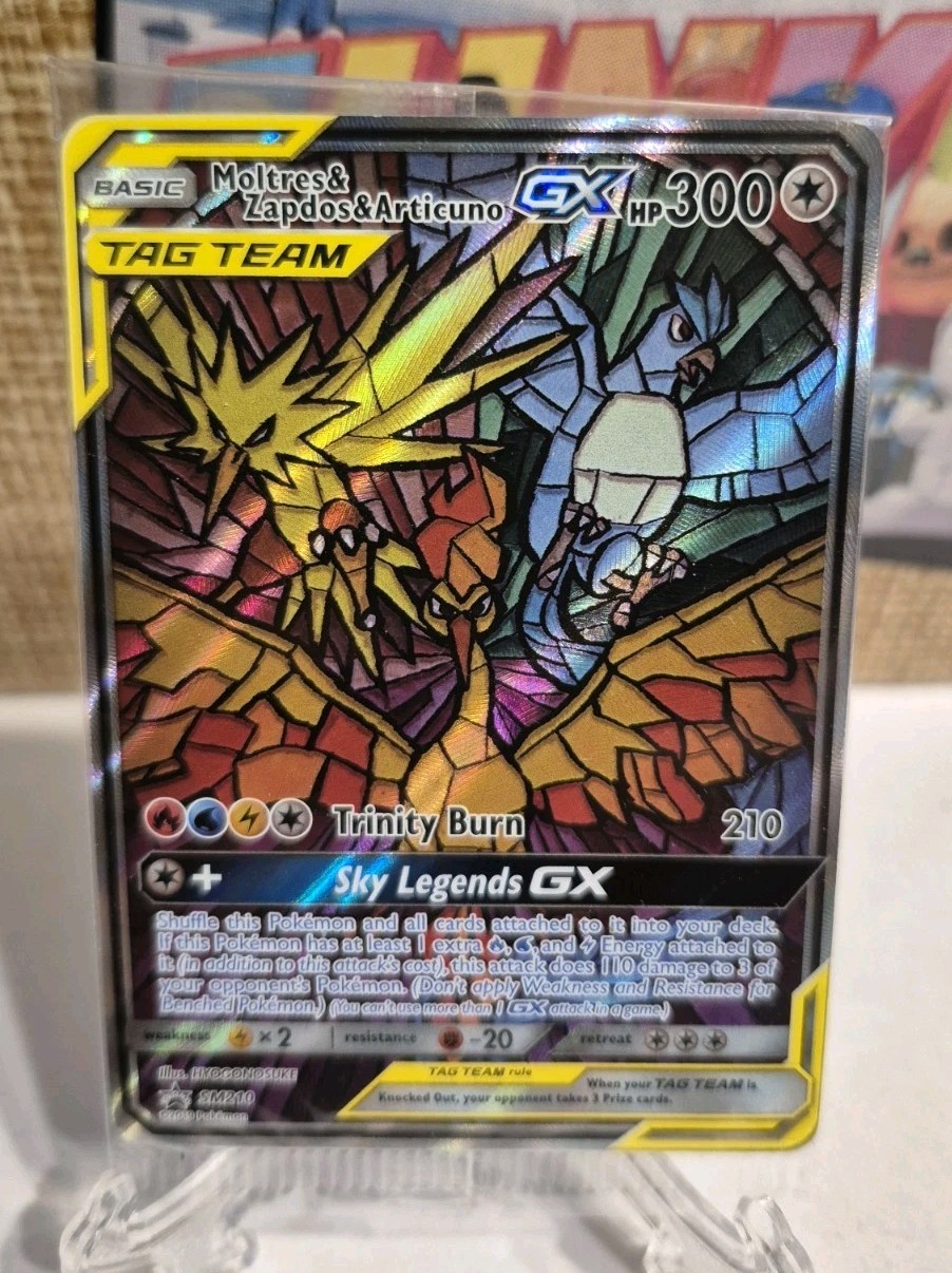 2019 Pokémon Moltres Zapdos Articuno GX #SM210 Stained Glass Promo Sealed 2019 Pokémon Moltres Zapdos Articuno GX #SM210 Stained Glass Promo Sealed
