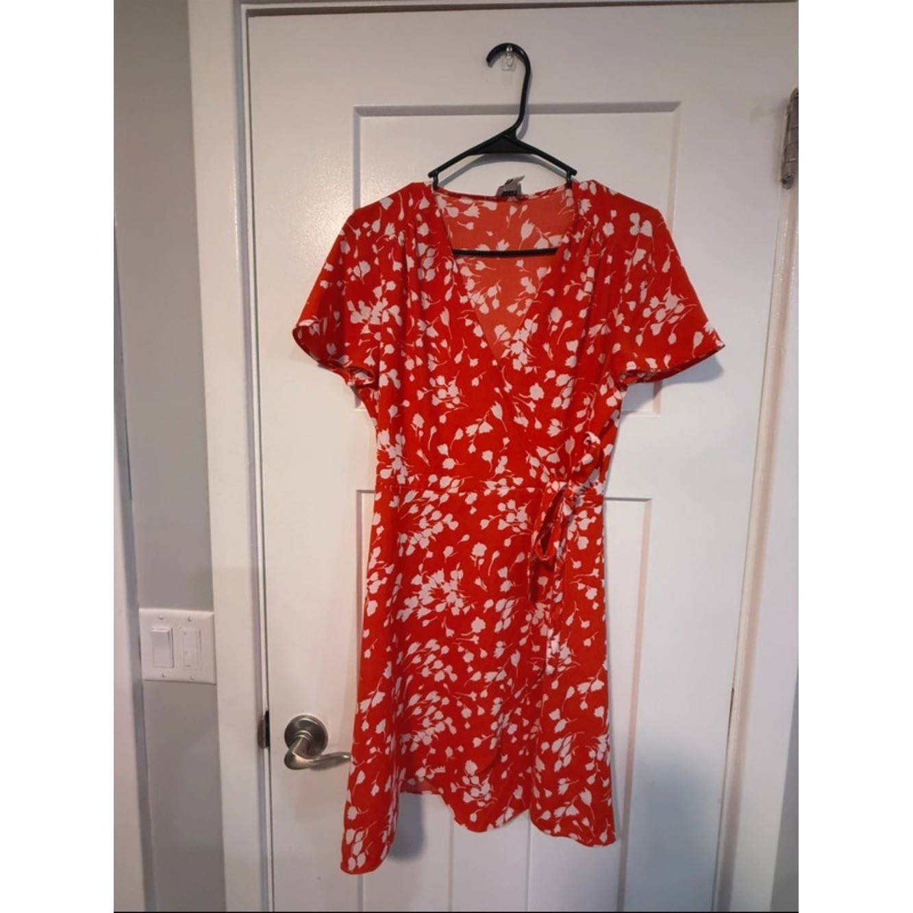 J. Crew Red and White Floral Wrap Dress J. Crew Red and White Floral Wrap Dress