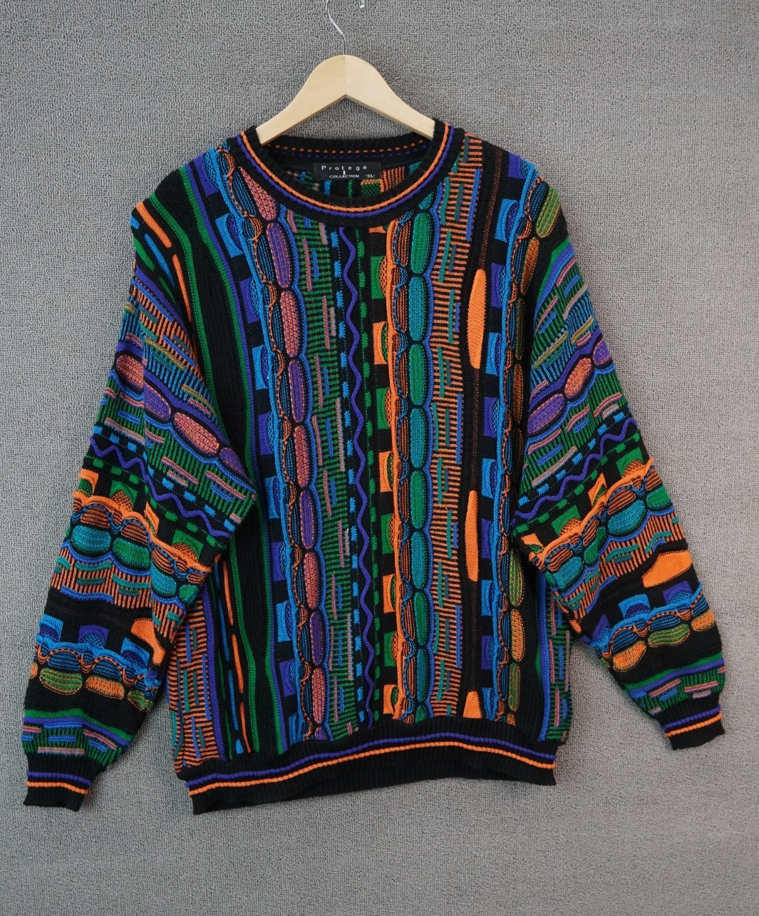 VTG 90s Protege Collection 3D Funky Chunky Men’s Sweater XL Coogi Style VTG 90s Protege Collection 3D Funky Chunky Men’s Sweater XL Coogi Style