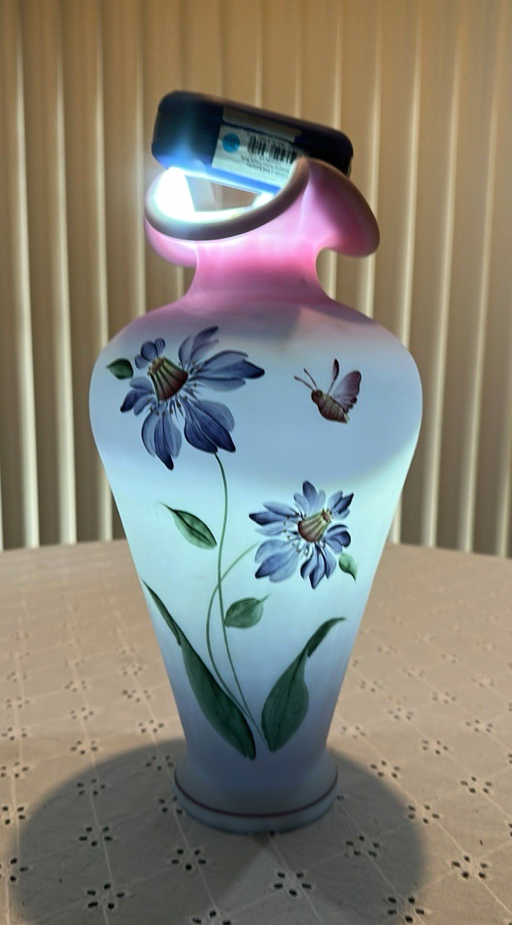 Large Honor collection showcase vase  13” Fenton Blue Burmese. “purple passion”