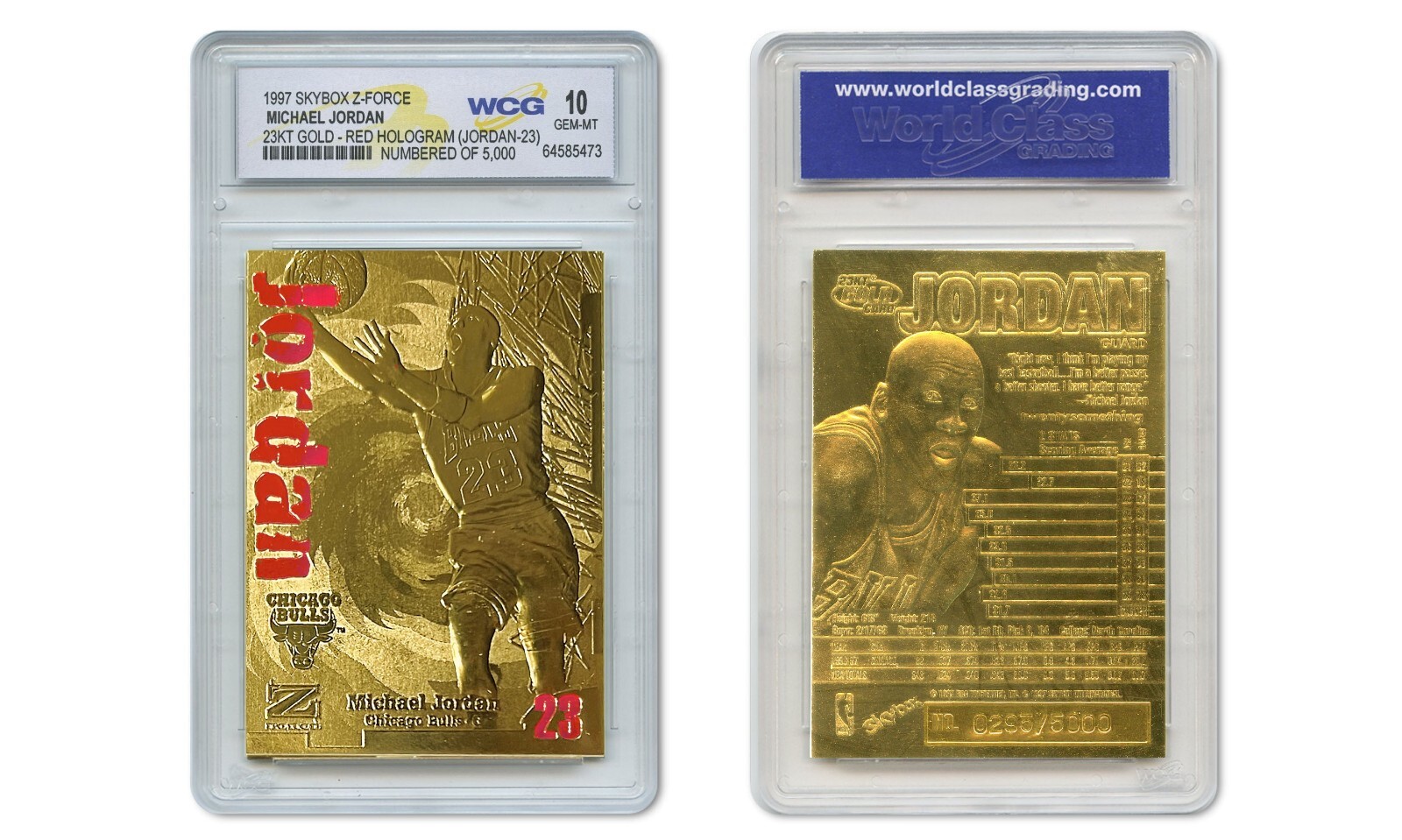 1997 MICHAEL JORDAN FLEER Z-FORCE 23K Gold Card RED HOLO LTD 5,000 - GEM-MINT 10