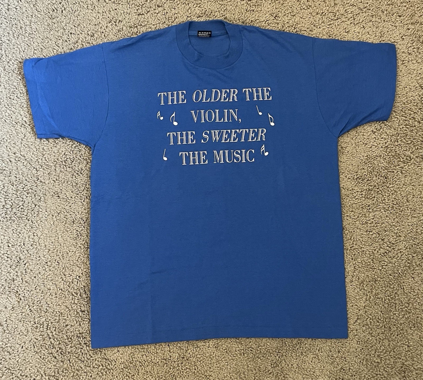 Vintage 1990s The Older The Violin The Sweeter The Music Blue T Shirt XL Single Vintage 1990s The Older The Violin The Sweeter The Music Blue T Shirt XL Single
