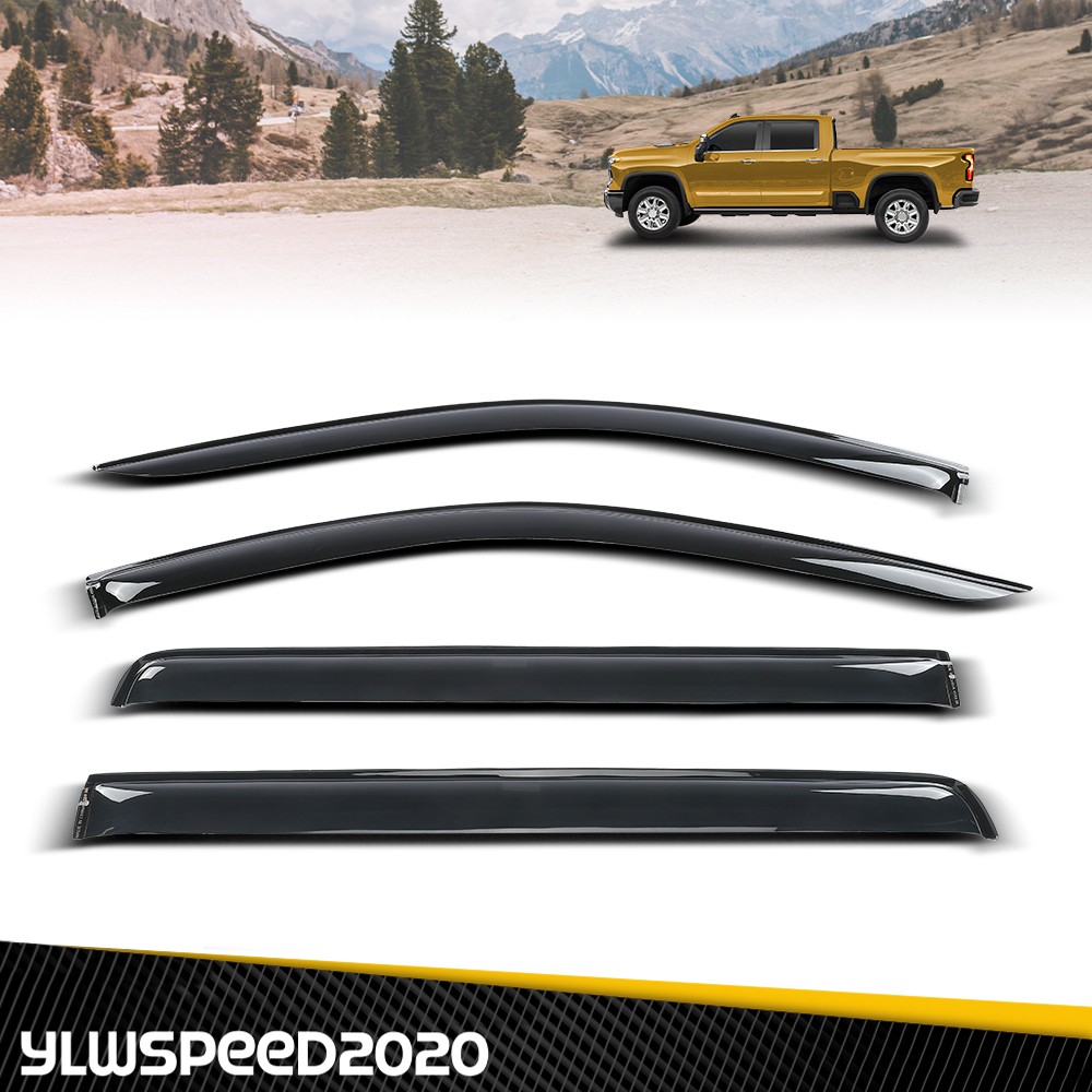 out-channel Rain Guards Window Visor Fit 2019-25 Chevy Silverado Sierra Crew Cab