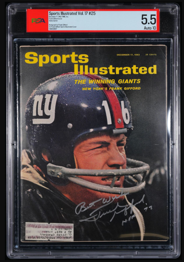 1962 Frank Gifford Signed Sports Illustrated Magazine PSA 5.5 DNA 10 Certified