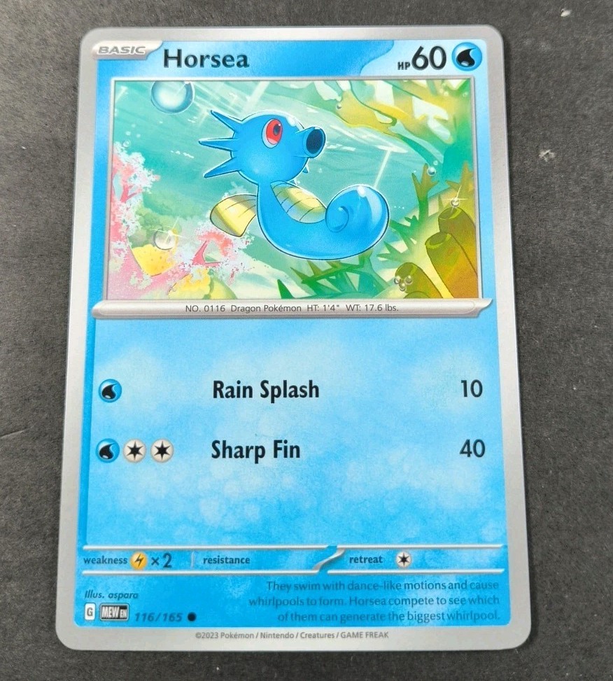 Pokemon 151 Horsea Common Card 116/165 NM Pokemon 151 Horsea Common Card 116/165 NM