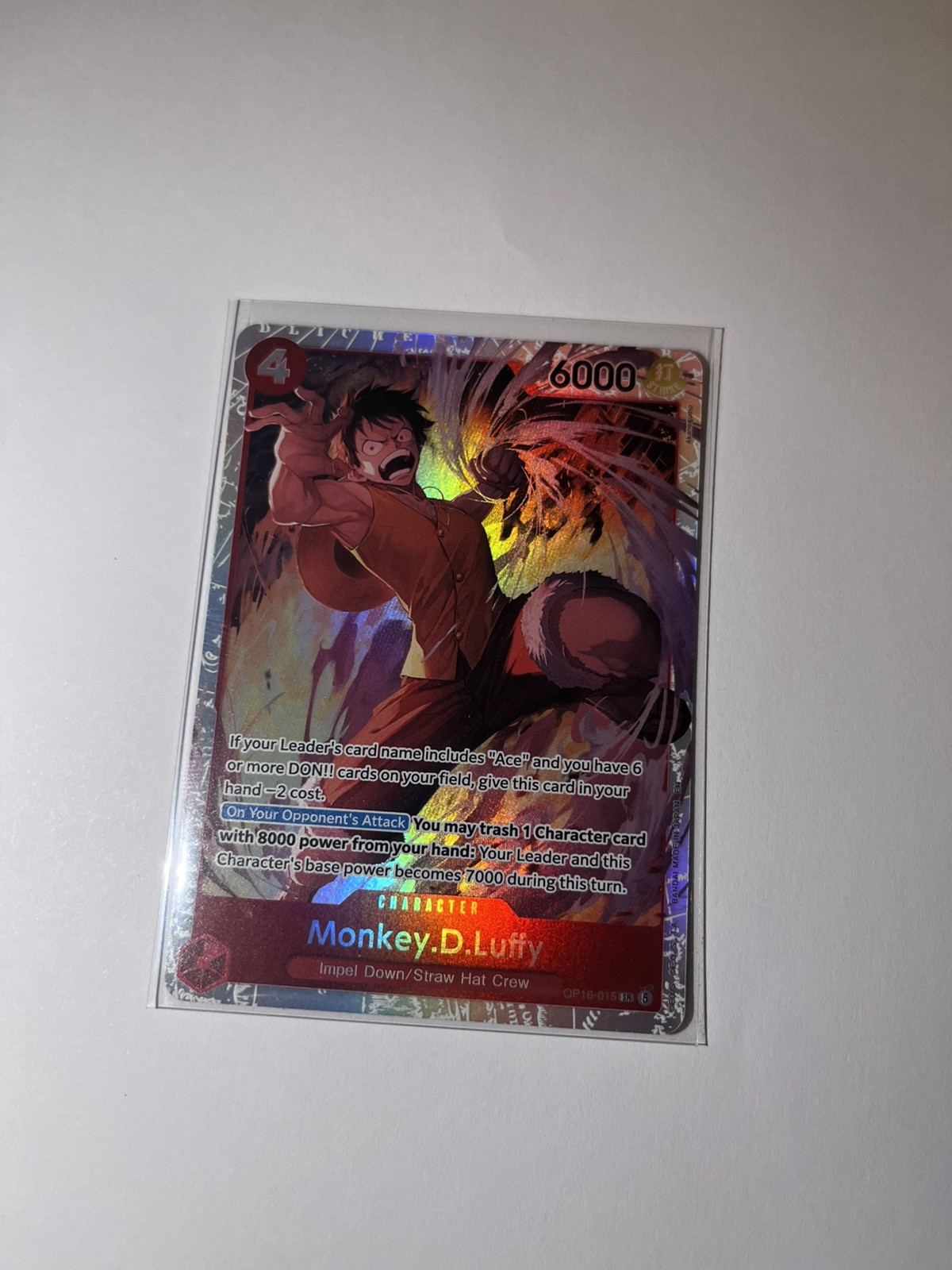 Bandai Monkey D Luffy OP16-015 SR Alt Art Foil EN 4 Cost 6000 Power