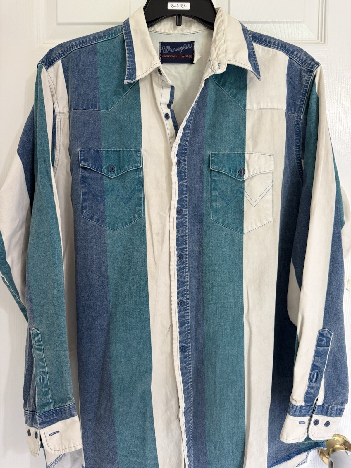RARE Wrangler Brushpopper Western Vintage Shirt 18-37 Xl RARE Wrangler Brushpopper Western Vintage Shirt 18-37 Xl