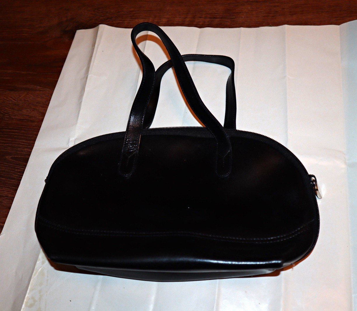 FURLA Black Leather Zip Top Handle Satchel Bag Silver Hardware Inner Pockets FURLA Black Leather Zip Top Handle Satchel Bag Silver Hardware Inner Pockets