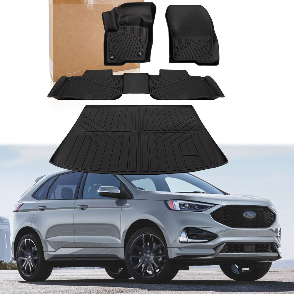 Floor Mats & Cargo Liner for 2015-2025 Ford Edge Front Rear TPE All Weather 4pcs Floor Mats & Cargo Liner for 2015-2025 Ford Edge Front Rear TPE All Weather 4pcs
