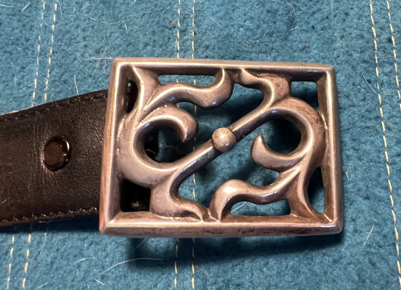 Vintage Sand Cast Silver Belt Buckle 24g K05