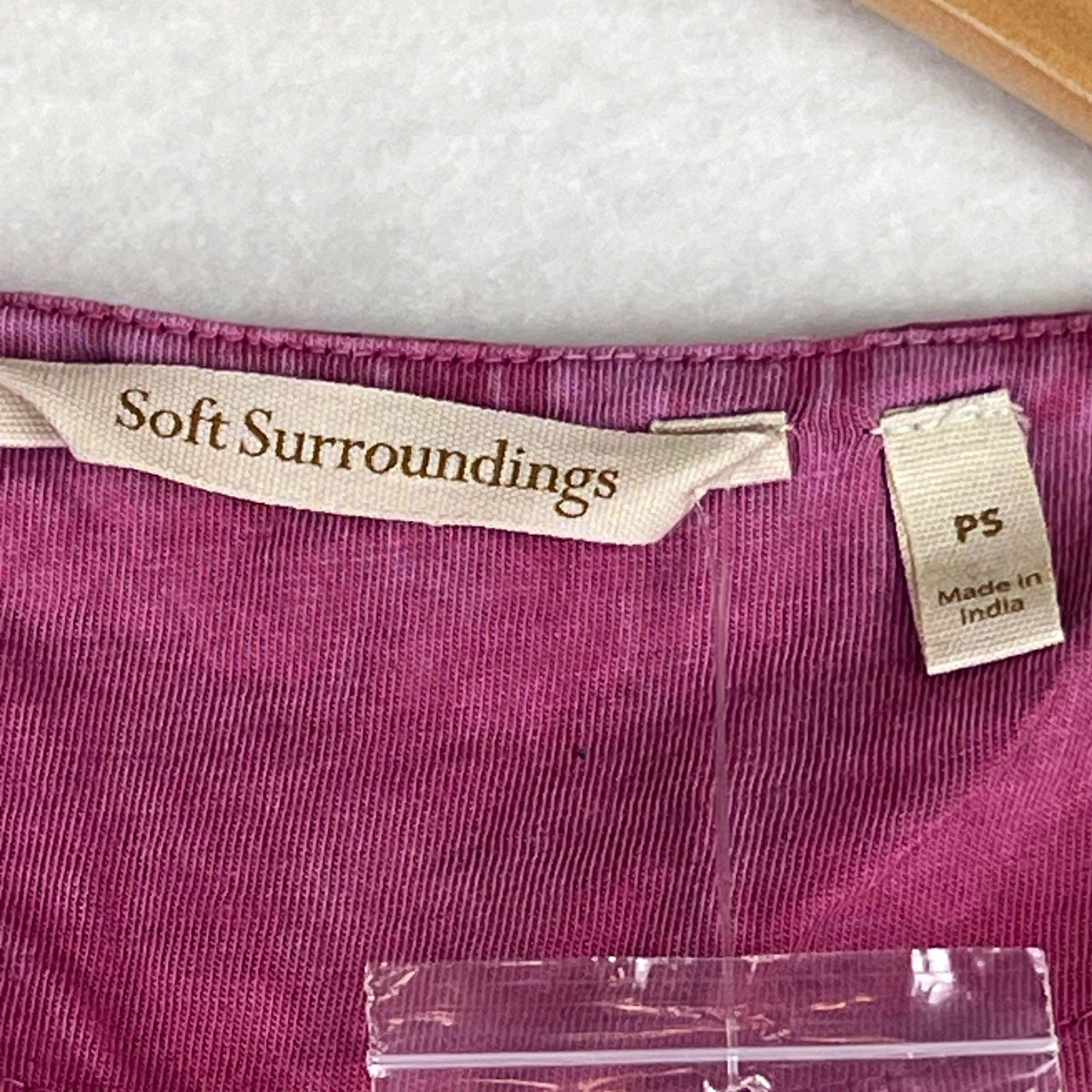 Soft Surroundings Womens Purple Embroidered Tunic Top 3/4 Sleeve PS Petite Soft Surroundings Womens Purple Embroidered Tunic Top 3/4 Sleeve PS Petite