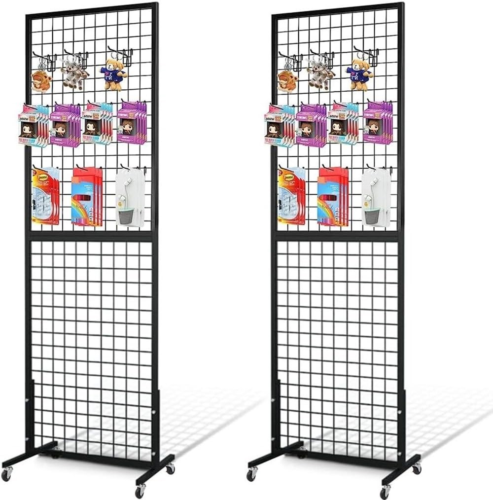 Grid Wall Panels 2x6ft 2 Pack T-Base Gridwall Panel Systems with Wall Mounting