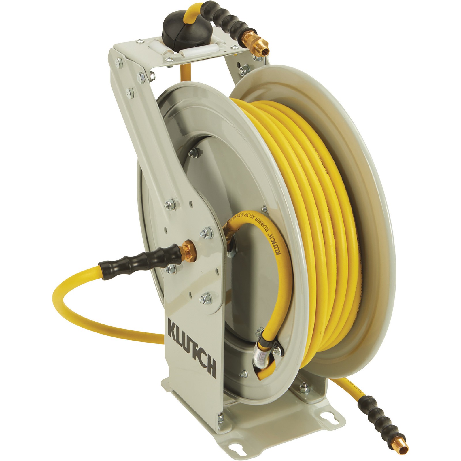 Klutch Auto-Rewind Air Hose Reel with 1/2in. x 100ft. Oil-Resistant Rubber Klutch Auto-Rewind Air Hose Reel with 1/2in. x 100ft. Oil-Resistant Rubber